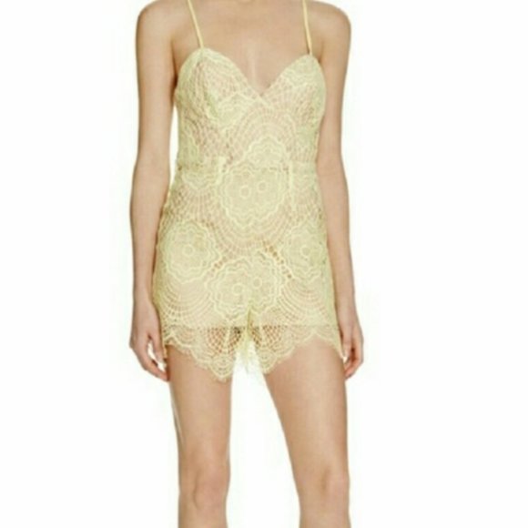 Bardot Pants - NWT Bardot Revolve Lace Pastel Yellow Romper